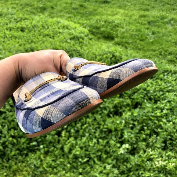 SAM EDELMAN Loraine Loafer Womens Sz 9 Blue Checkered Slip On Plaid Shoes Flat - Picture 13 of 15